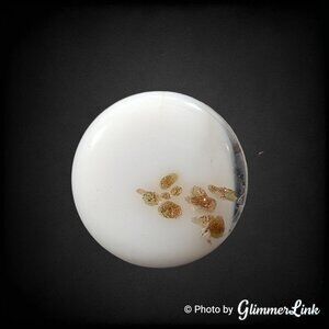 Antique Venetian Art Glass Brass Pin White Gold Fleck Brooch Pin